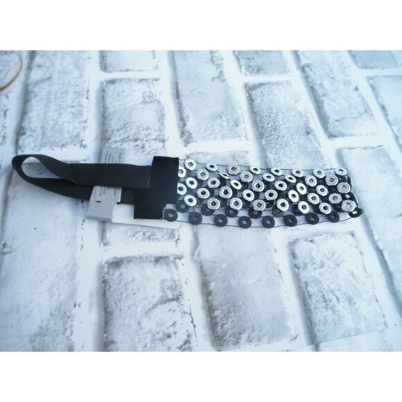 NEW by JUST BASIC, ELASTIC HEADWRAP, HEADBAND BLACK WITH SILVER TONE DECOR   #1 - Picture 7 of 10